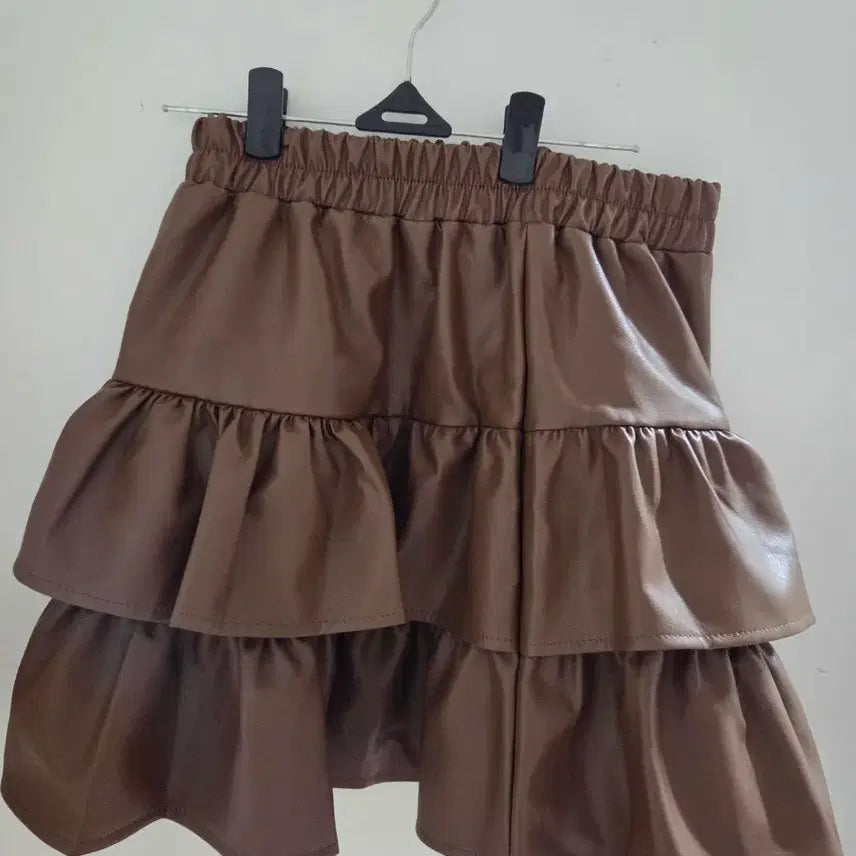 [BUNJANG] Brown Frill Banding Skirt / 중고 갈색 프릴 밴딩 스커트