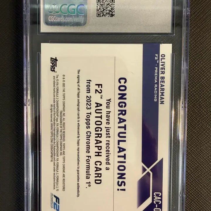 [BUNJANG] Oliver Bearman 2023 Topps Chrome Auto CGC 10 Gem Mint Autographed Card / F1 올리버 베어먼 2023 탑스 크롬 오토 CGC 10 젬민트 카드