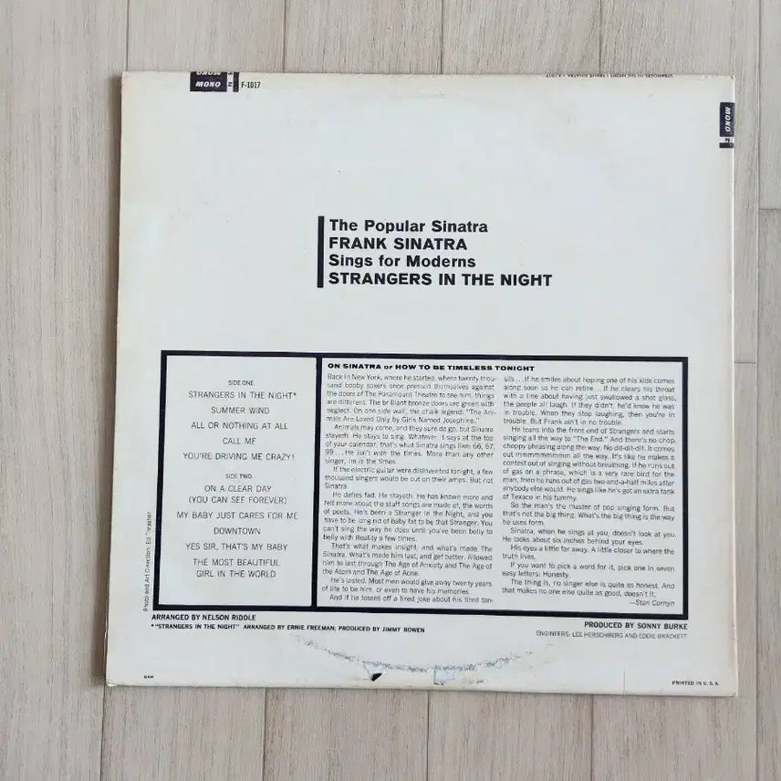 [BUNJANG] Frank Sinatra Strangers In The Night Mono LP / Frank Sinatra - Strangers In The Night