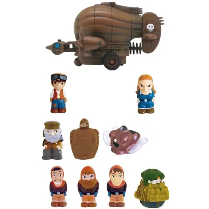 [BUNJANG] Studio Ghibli Castle in the Sky Full-Back-Car &amp; Finger Puppet Figure Bundle Set / (일괄) 지브리 라퓨타 풀백카 컬랙션 타이가모스 손가락 인형 피규어