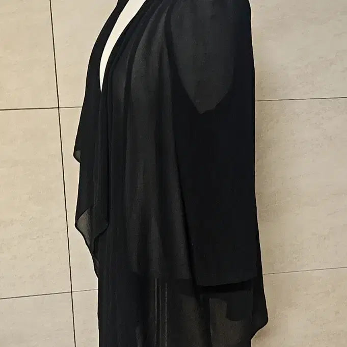 [BUNJANG] Black Chiffon Long Cardigan / (옷장 정리중) 블랙 쉬폰 롱 가디건