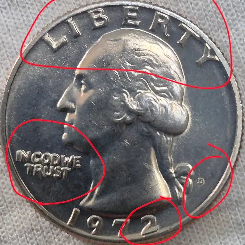 [BUNJANG] 1972 Quarter Dollar DDR Error Uncirculated Coin / 1972년 쿼터 D(Quarter Dollar)  DDR에러(완전미사용)
