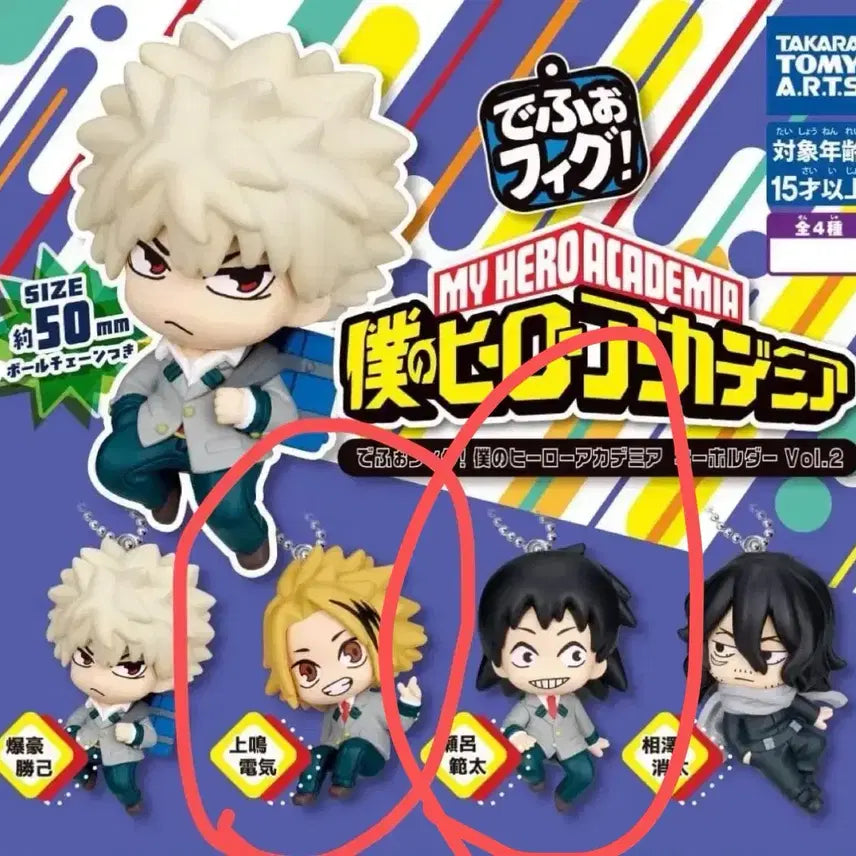 [BUNJANG] My Hero Academia Deformed Figure Keychain Bundle Set (Kaminari, Sero) / 나히아 데포피그 가챠키링 (카미나리,세로 일괄판매)