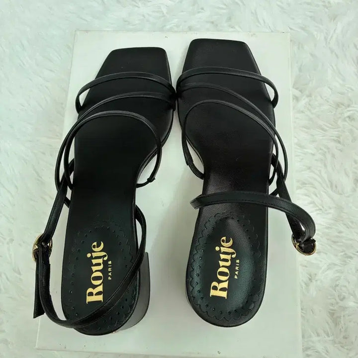 [BUNJANG] Rouje Leather Mules Slingback Sandals / Rouje 이탈리아 샌달 샌들 가죽 구두 뮬 슬링백 새상품 블랙