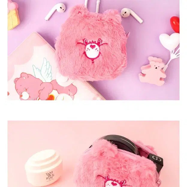 [BUNJANG] Lucalab Care Bears Fluffy Mini Pouch 02 Cheer Bear / 루카랩 케어베어 플러피 미니 파우치 02 치어베어