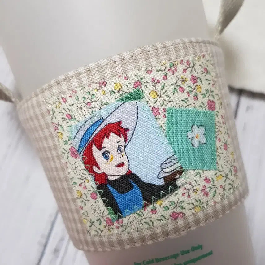 [BUNJANG] Handmade Anne of Green Gables Fabric Cup Carrier Drink Bag (Beige) / {핸드메이드} 빨강머리앤 원단 컵캐리어 드링크백 (베이지1)