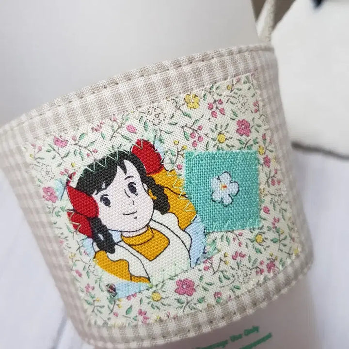 [BUNJANG] Handmade Anne of Green Gables Fabric Cup Carrier Drink Bag (Beige 2) / {핸드메이드} 빨강머리앤 원단 컵캐리어 드링크백 (베이지2)