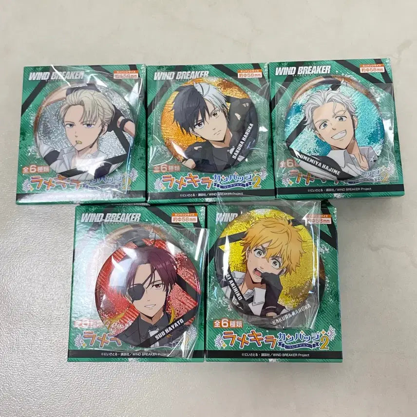 [BUNJANG] Wind Breaker Bodyguard Ver. Glitter Can Badge Bundle Set / 윈브레 글리터 캔뱃지 5종 일괄 판매