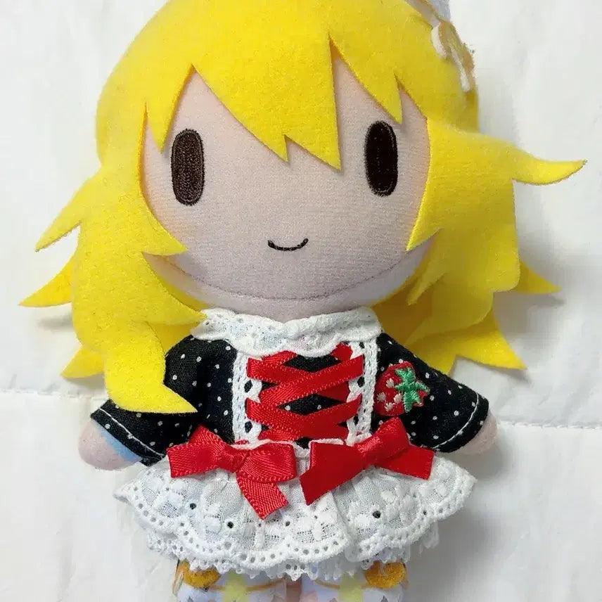 [BUNJANG] 12cm Doll Clothes: Black Polka Dot Strawberry Lace Dress / 12cm 누이구루미 인형옷 블랙 도트 딸기 레이스 원피스