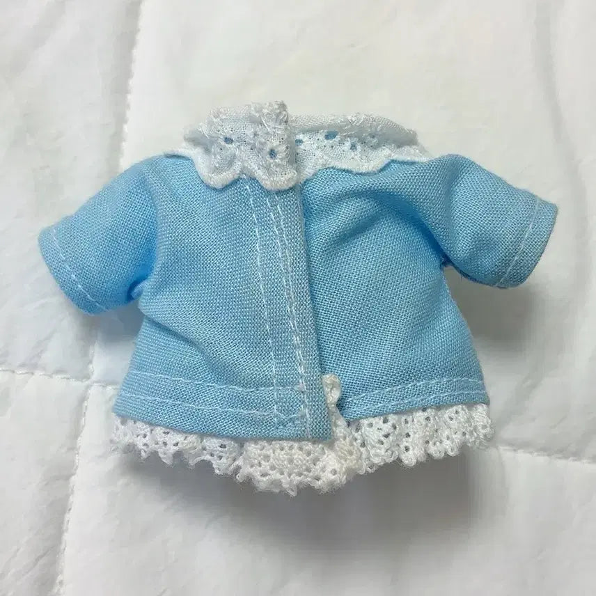 [BUNJANG] 12cm Doll Plush Outfit Blue Lace Ribbon Dress / 12cm 누이구루미 인형옷 하늘색 레이스 리본 원피스