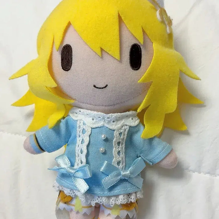 [BUNJANG] 12cm Doll Plush Outfit Blue Lace Ribbon Dress / 12cm 누이구루미 인형옷 하늘색 레이스 리본 원피스