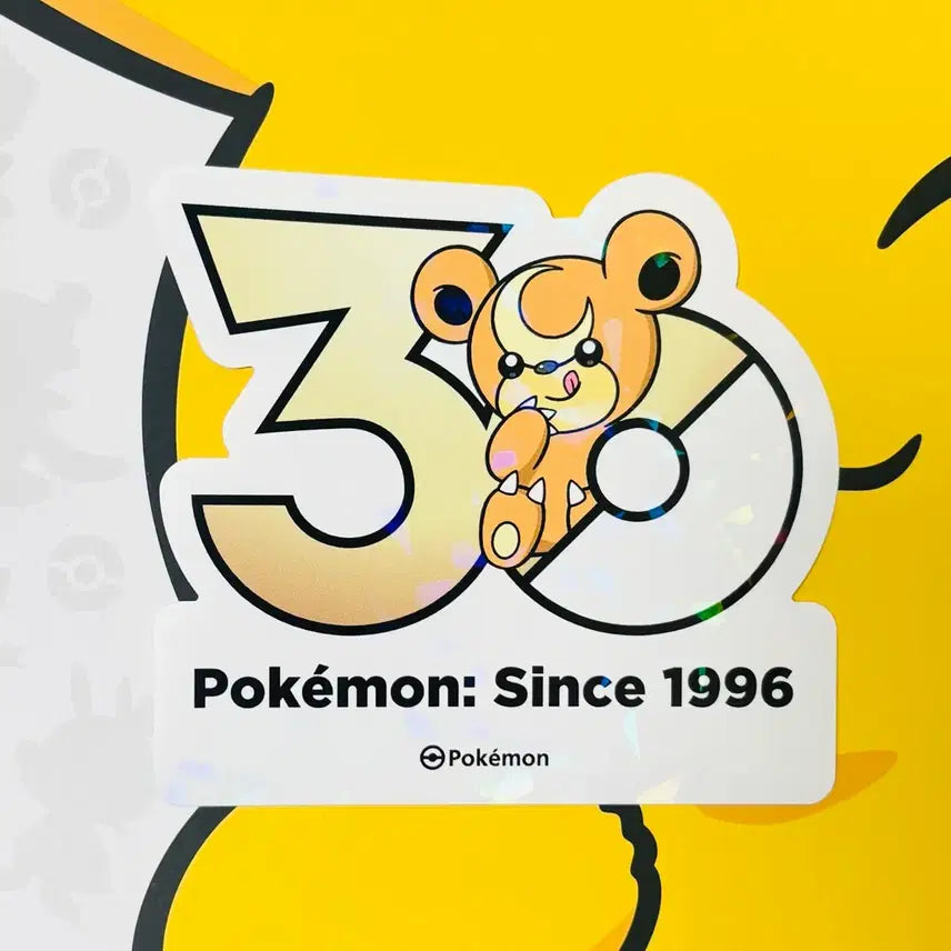 [BUNJANG] Pokemon 30th Anniversary Logo Sticker - Teddiursa / 포켓몬 30주년 로고 스티커 - 깜지곰