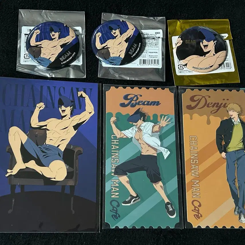 [BUNJANG] Chainsaw Man Cafe Leje Chapter Pop-up Exclusive Denji Beam Ticket Can Badge Bundle Set / 체인소맨 카페 레제편 팝업 특전 덴지 빔 티켓 캔뱃지 일괄