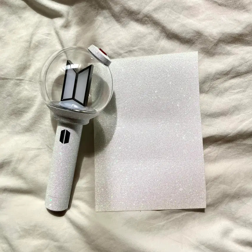 [BUNJANG] BTS Army Bomb Sticker - Glitter White / 사미밤 스티커 빤짝이 화이트 bts 응원봉 스킨 아미밤 꾸미기