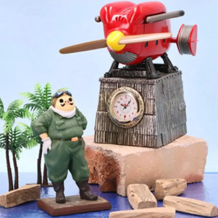 [BUNJANG] Studio Ghibli Porco Rosso Diorama Desk Clock Figure Savoia Airplane / 지브리 붉은돼지 디오라마 탁상 시계 피규어 사보이어 비행기