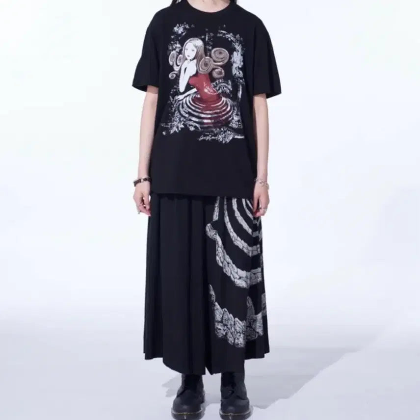 [BUNJANG] Junji Ito x Yohji Yamamoto Collaboration Short-Sleeve T-Shirt / 이토준지 요지 야마모토 콜라보 반팔 티셔츠 고스 펑크 지뢰계 중성계