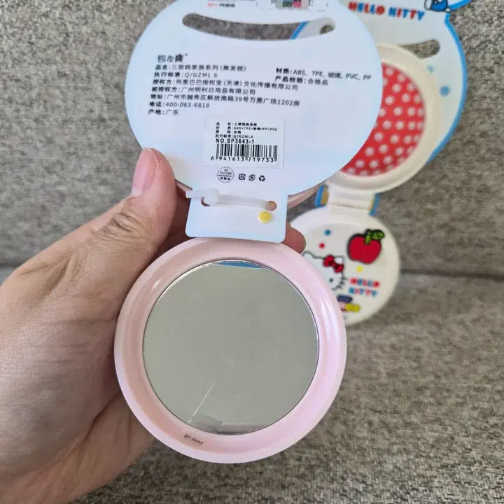 [BUNJANG] Sanrio Hello Kitty Miniso Foldable Brush &amp; Mirror Set / 정품) 헬로키티 미니소 접이식 브러쉬 손거울 새제품