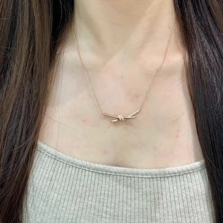 [BUNJANG] Tiffany &amp; Co. Rose Gold Diamond Note Necklace / 티파니앤코 로즈골드 노트 목걸이