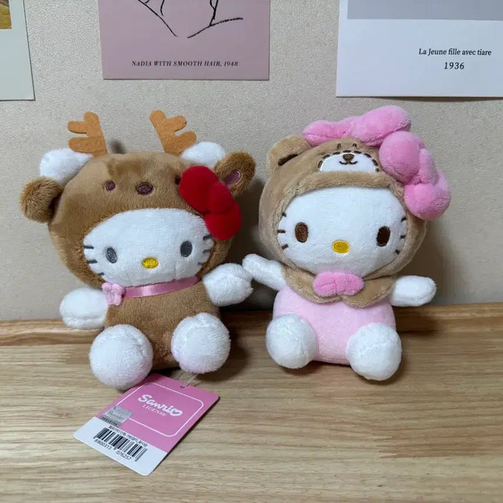 [BUNJANG] Hello Kitty Flower Deer &amp; Bear Doll Keyring Set / 헬로키티 꽃사슴 &amp; 베어 인형 키링 세트