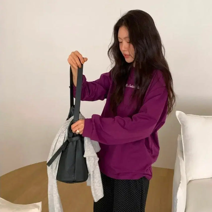[BUNJANG] Underver Rutien Lettering T-Shirt Purple / 언더비 루티앤 레터링 티셔츠 