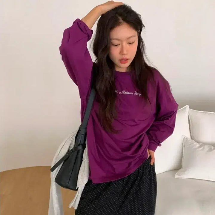 [BUNJANG] Underver Rutien Lettering T-Shirt Purple / 언더비 루티앤 레터링 티셔츠 