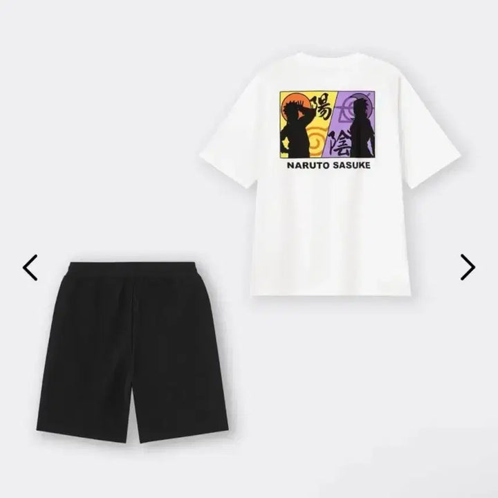 [BUNJANG] GU x Naruto Sasuke Short Sleeve T-Shirt &amp; Shorts Set (3XL) / GU 나루토 사스케 반팔 티셔츠 + 반바지 세트 3XL