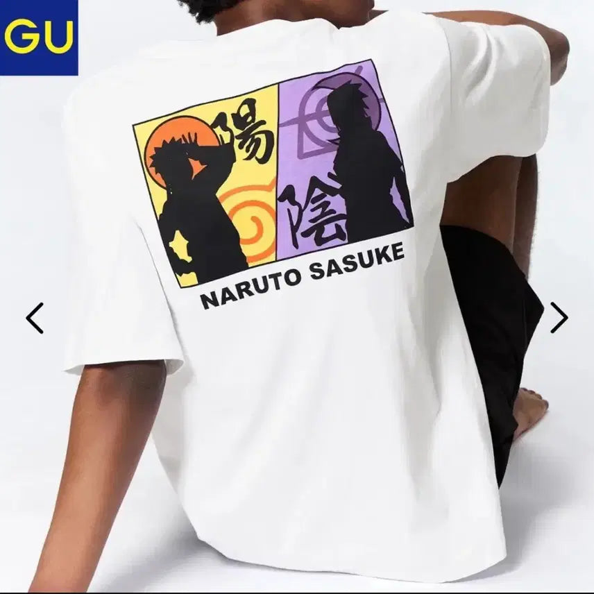 [BUNJANG] GU x Naruto Sasuke Short Sleeve T-Shirt &amp; Shorts Set (3XL) / GU 나루토 사스케 반팔 티셔츠 + 반바지 세트 3XL