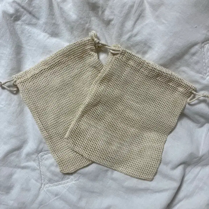 [BUNJANG] Cotton Mesh Pouch Set (2 pcs) / 면 메쉬 파우치