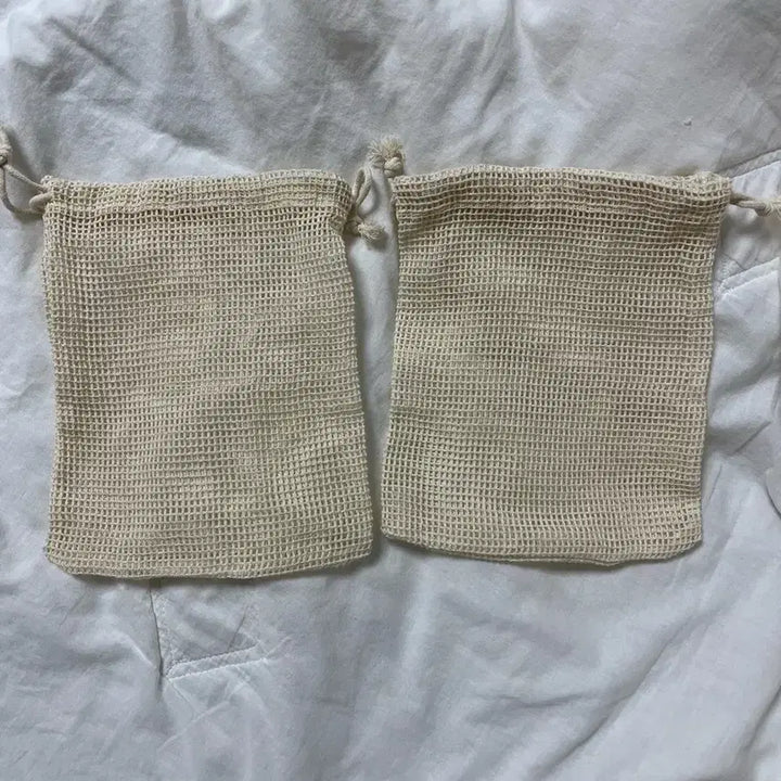 [BUNJANG] Cotton Mesh Pouch Set (2 pcs) / 면 메쉬 파우치