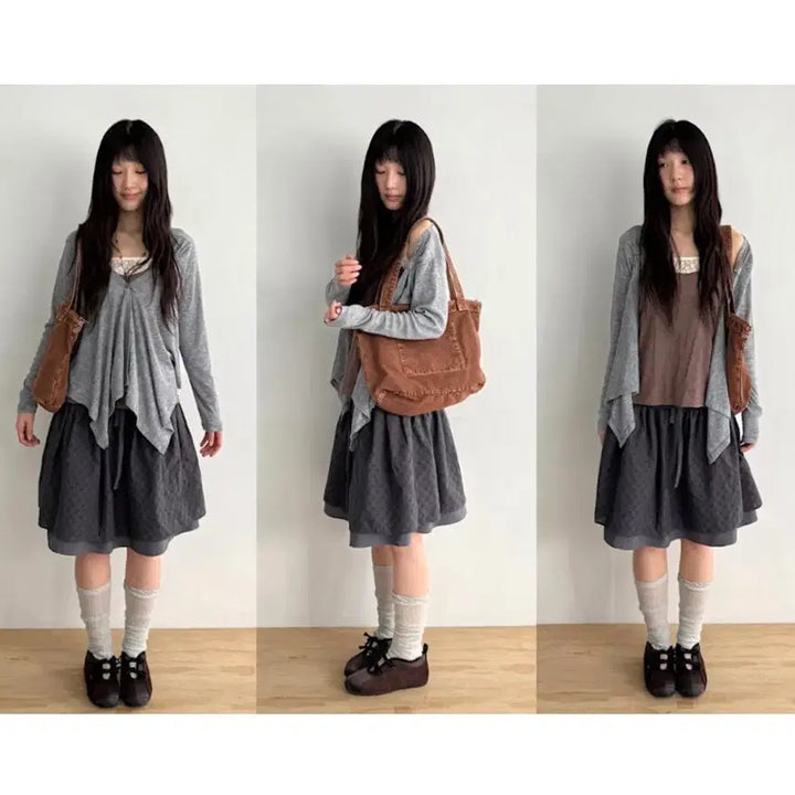 [SOLD OUT] 히피디피 ribbon drape cardigan 가디건 그레이