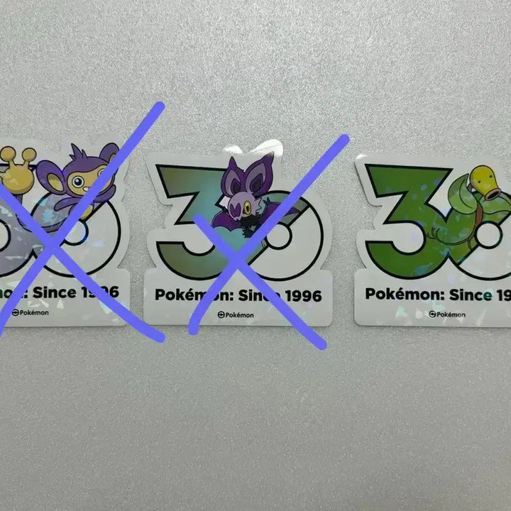 [BUNJANG] Pokemon 30th Anniversary Logo Stickers - Meowth, Bellsprout, Chespin, Carbink, Aipom, Poliwag / 포켓몬 30주년 로고 스티커 나옹, 모다피, 도치마론, 카르본, 에이팜