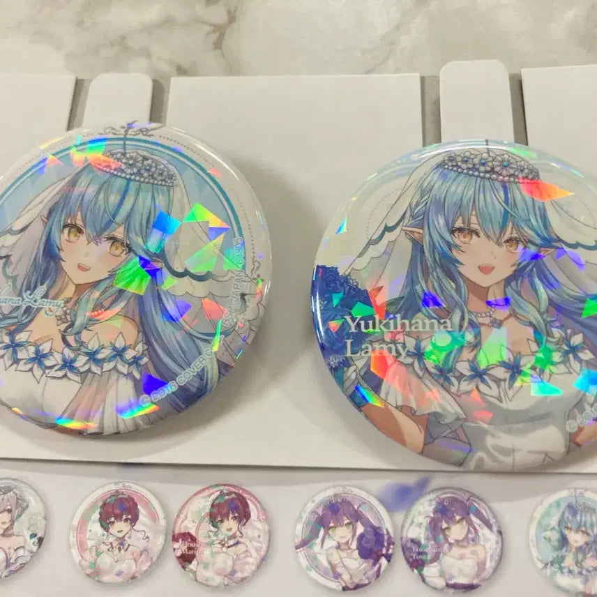 [BUNJANG] Hololive Marine &amp; Lamie Wedding Hologram Can Badge / 홀로라이브 마린, 라미 웨딩 홀로그램 캔뱃지