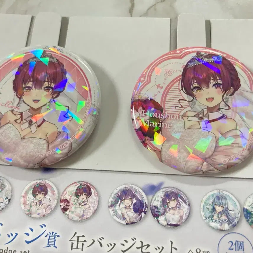 [BUNJANG] Hololive Marine &amp; Lamie Wedding Hologram Can Badge / 홀로라이브 마린, 라미 웨딩 홀로그램 캔뱃지