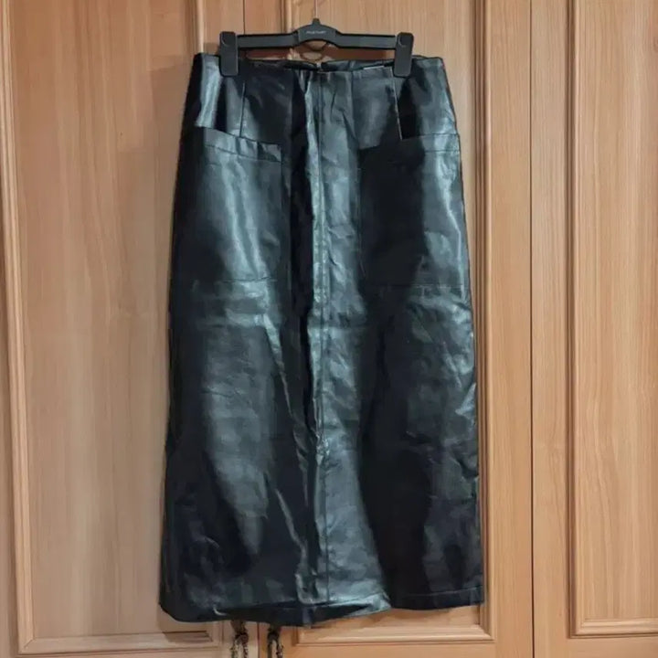 [BUNJANG] Black Long Leather Skirt / 블랙 롱 레더 가죽 롱 스커트 치마