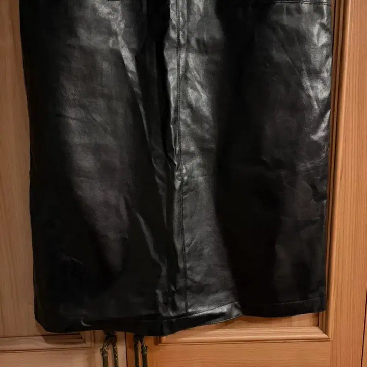 [BUNJANG] Black Long Leather Skirt / 블랙 롱 레더 가죽 롱 스커트 치마