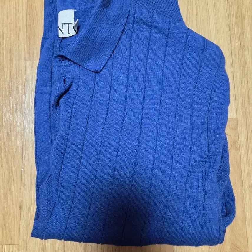 [BUNJANG] Ronde Blue Ribbed Collar Knit XL / 새옷) 론트 블루 골지 카라 니트 XL