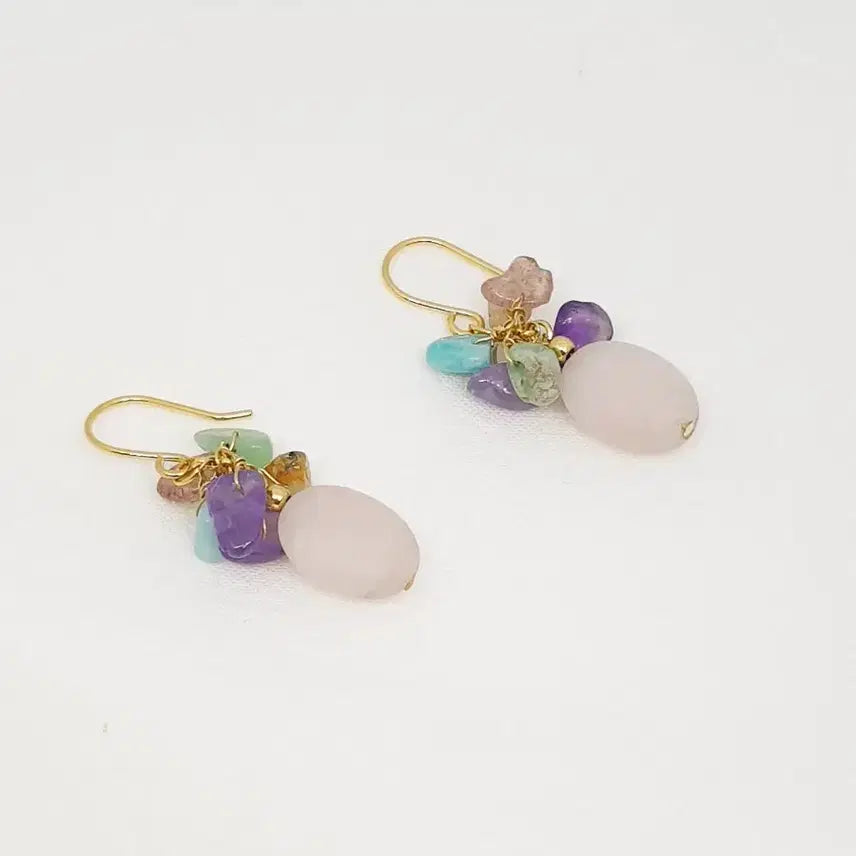 [BUNJANG] Dream Halo Rose Quartz Gemstone Earrings / Dream Halo 원석 귀걸이