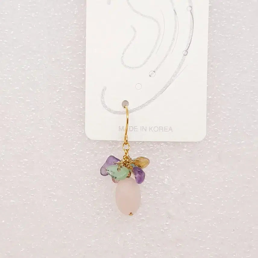 [BUNJANG] Dream Halo Rose Quartz Gemstone Earrings / Dream Halo 원석 귀걸이