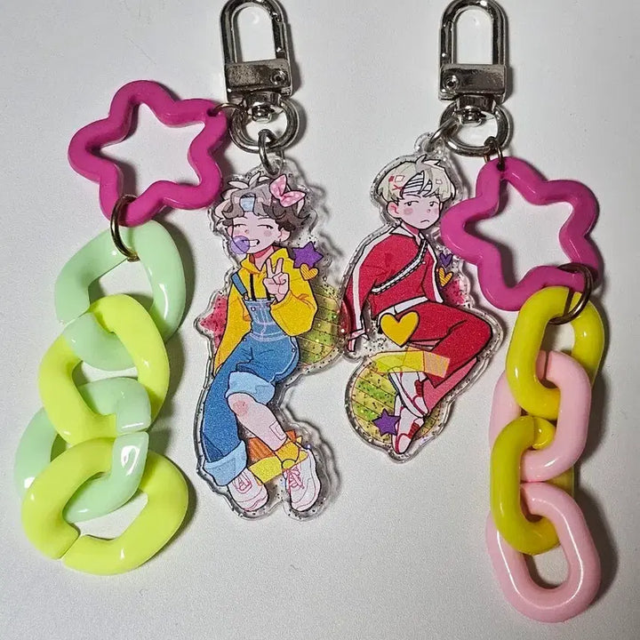 [BUNJANG] V &amp; Suga Acrylic Keychain Set / 뷔슙 뷔 슈가 아크릴 키체인 키링