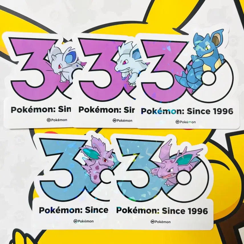 [BUNJANG] Pokemon 30th Anniversary Nidoran Evolution Sticker Set / 포켓몬 30주년 로고 스티커 - 니드런 진화 5종