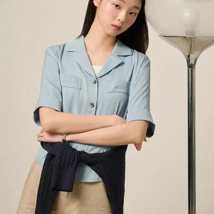 [BUNJANG] Beanpole Ladies Light Blue Blouse Size L / 25년 빈폴레이디스 블라우스 - 오늘 거래 시