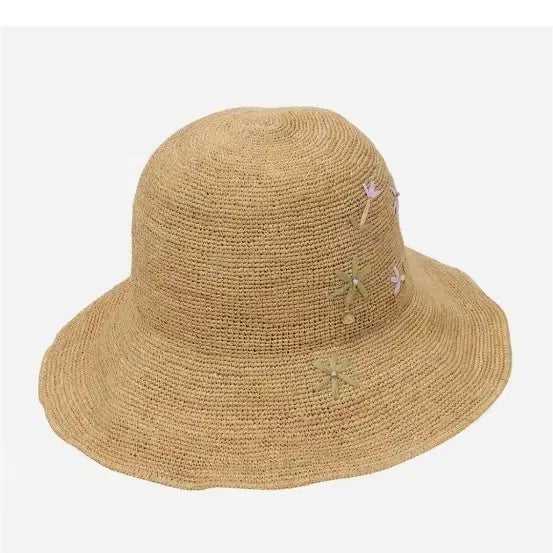 [BUNJANG] Thursday Island Raffia Bucket Hat Beige Floral Embroidery / 써스데이아일랜드 라피아버킷햇