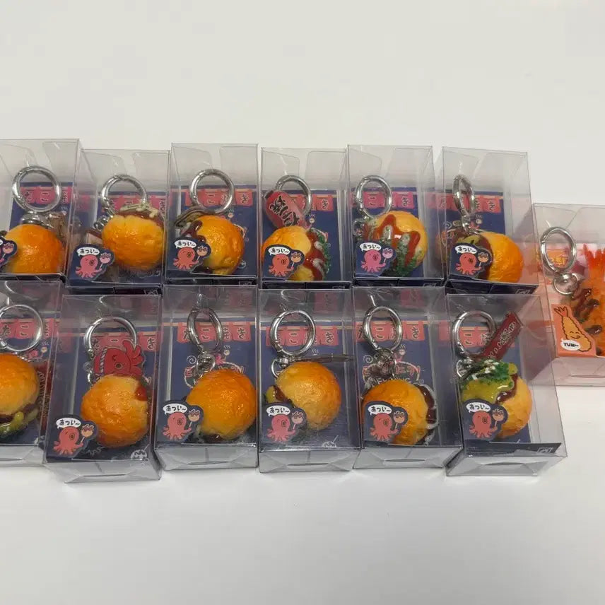 [BUNJANG] Takoyaki &amp; Shrimp Tempura Food Model Keychain Bundle Set / 타코야끼 /새우튀김 음식 모형 키링 일괄
