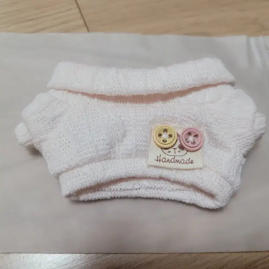 [BUNJANG] 10cm Doll Clothes Big Button Knit Ivory / 10cm 솜인형 옷 빅단추니트 아이보리