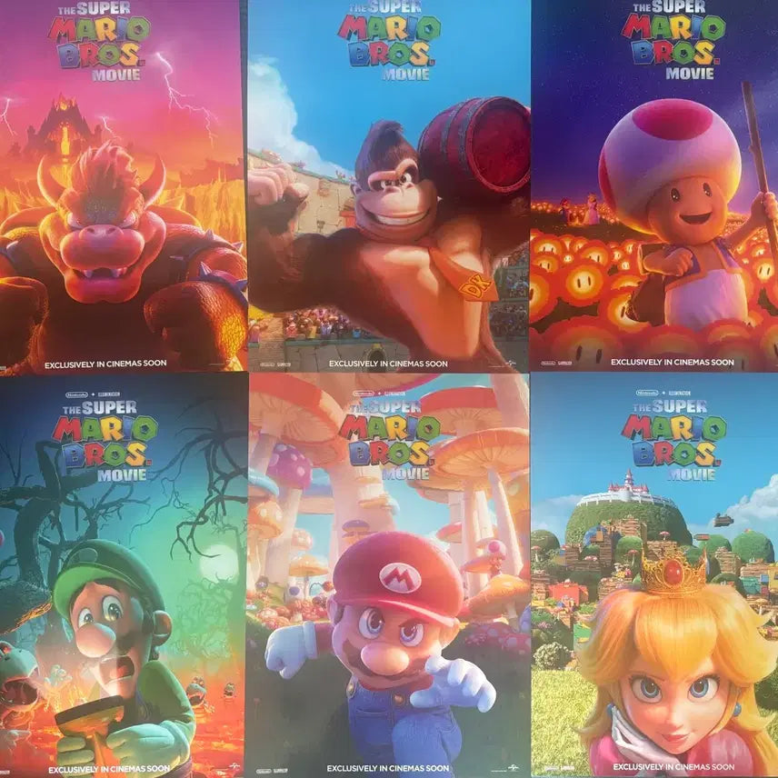 [BUNJANG] The Super Mario Bros. Movie Character Poster Set (6 Types) / 영화 슈퍼 마리오 브라더스 캐릭터 포스터 6종 팝니다