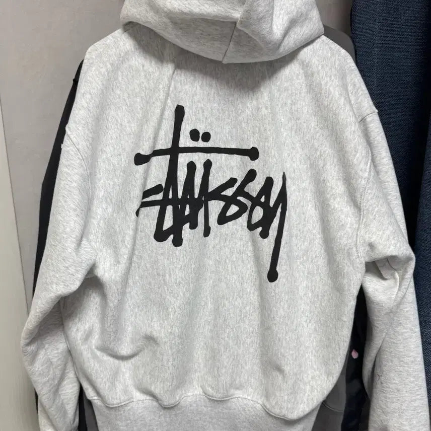 [BUNJANG] Stussy Basic Logo Zip-Up Hoodie Ash Heather / 스투시 베이직 후드집업 애쉬 헤더
