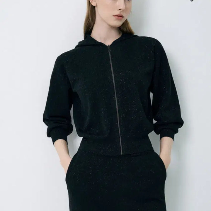 [SOLD OUT] 한섬 랑방컬렉션 LANVIN 글리터 후드 집업가디건 블랙 타임마인오브제