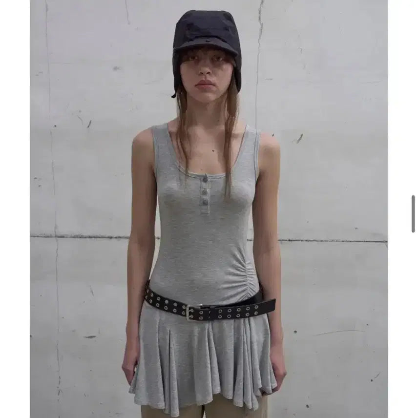 [BUNJANG] Lcdc TM Frill Sleeveless Top Gray / Lcdc tm 프릴 슬리브리스 탑 그레이 레이어드 원피스 MM
