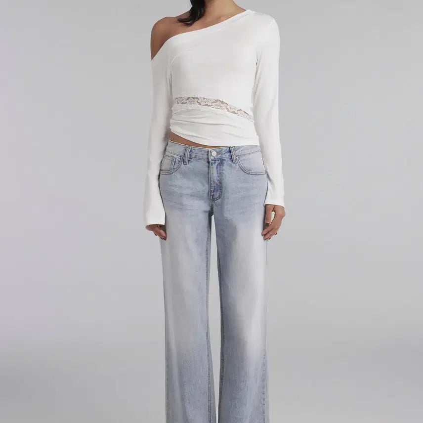 [BUNJANG] Klyssier Krystal Clean Straight Low Jeans (Light Blue) - Size S / 클리시어 Krystal Clean straight low Jeans, S