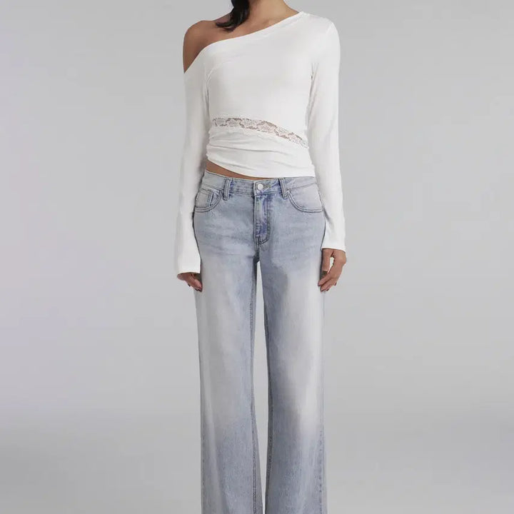 [BUNJANG] Klyssier Krystal Clean Straight Low Jeans (Light Blue) - Size S / 클리시어 Krystal Clean straight low Jeans, S